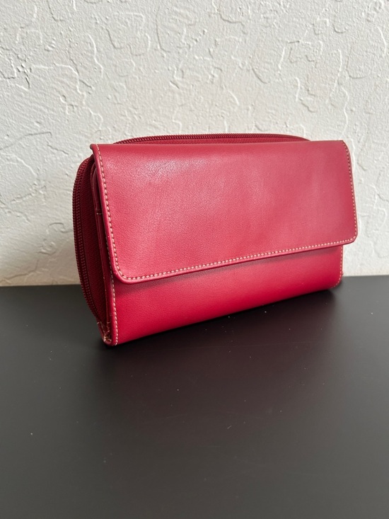 Handbags - Genuine Leather Classic Red Women's Clutch Wallet with Card Organizer